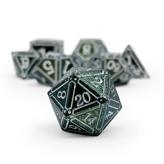 Ironworks - Necromancer Spellbook 7 Piece RPG set Alloy Metal Dice