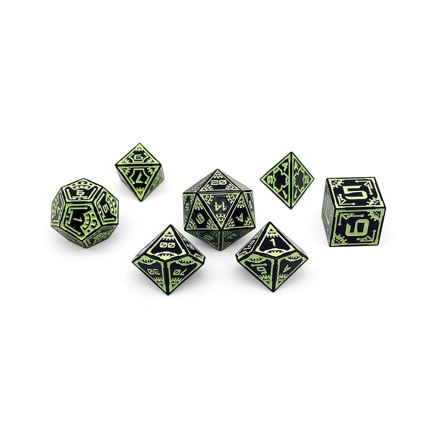 Aurora Lights - Space Dice 7 Piece RPG Set Alloy Metal Dice