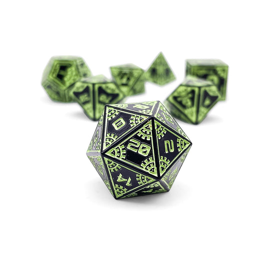 Aurora Lights - Space Dice 7 Piece RPG Set Alloy Metal Dice
