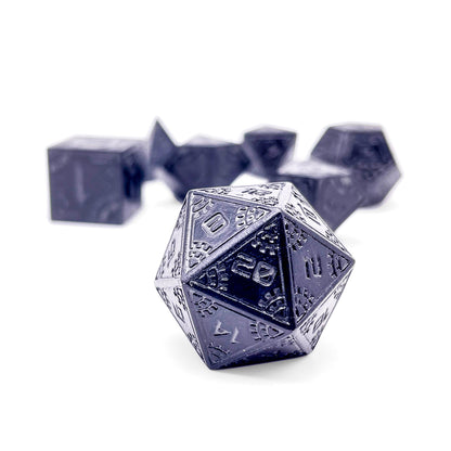 Black Hole - Space Dice 7 Piece RPG Set Alloy Metal Dice | Glows in the Dark