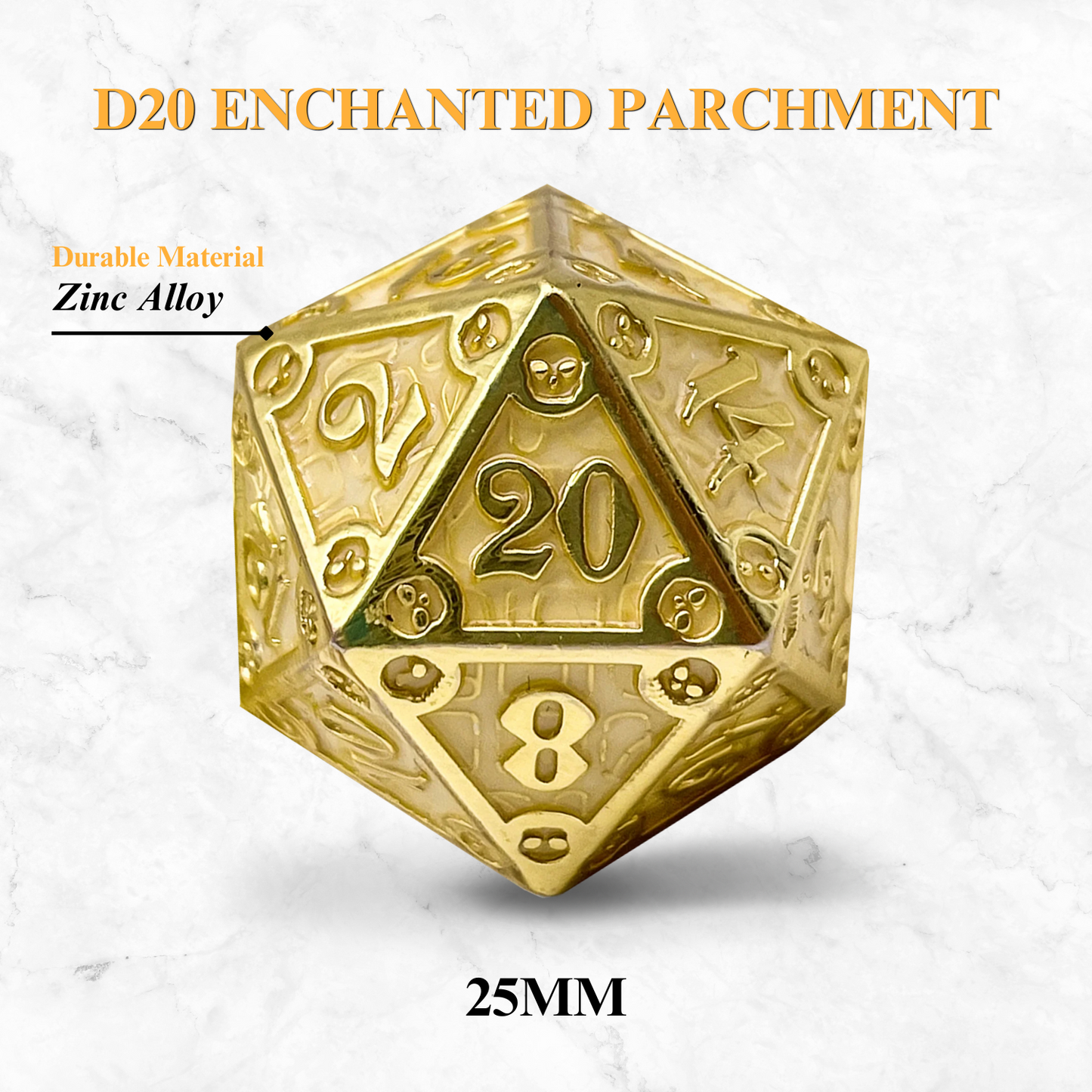 Dungeon Delve Runestones™ - 25mm D20 - Enchanted Parchment