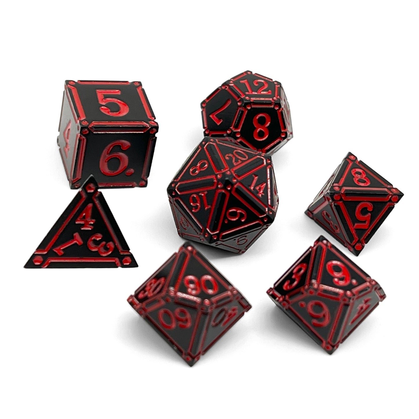 Ironworks - Efreet Flames 7 Piece RPG set Alloy Metal Dice