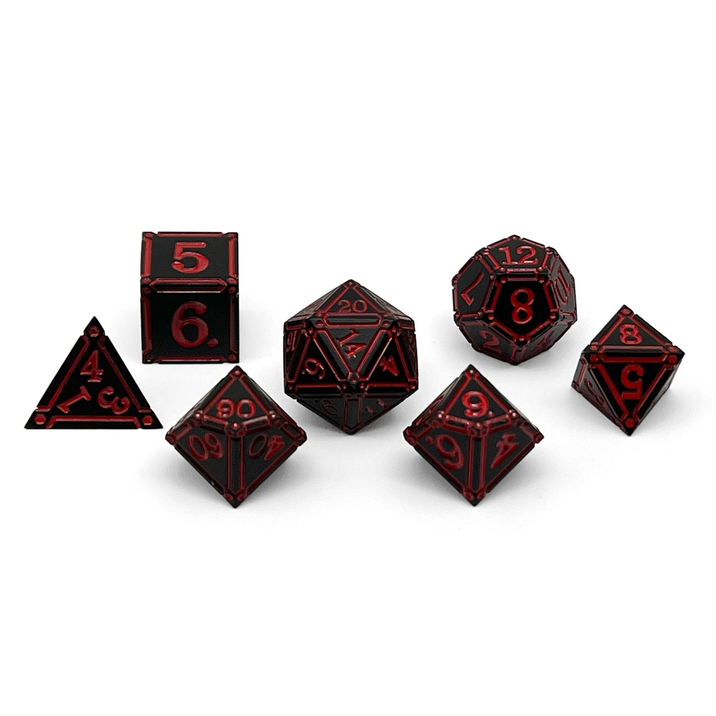 Ironworks - Efreet Flames 7 Piece RPG set Alloy Metal Dice