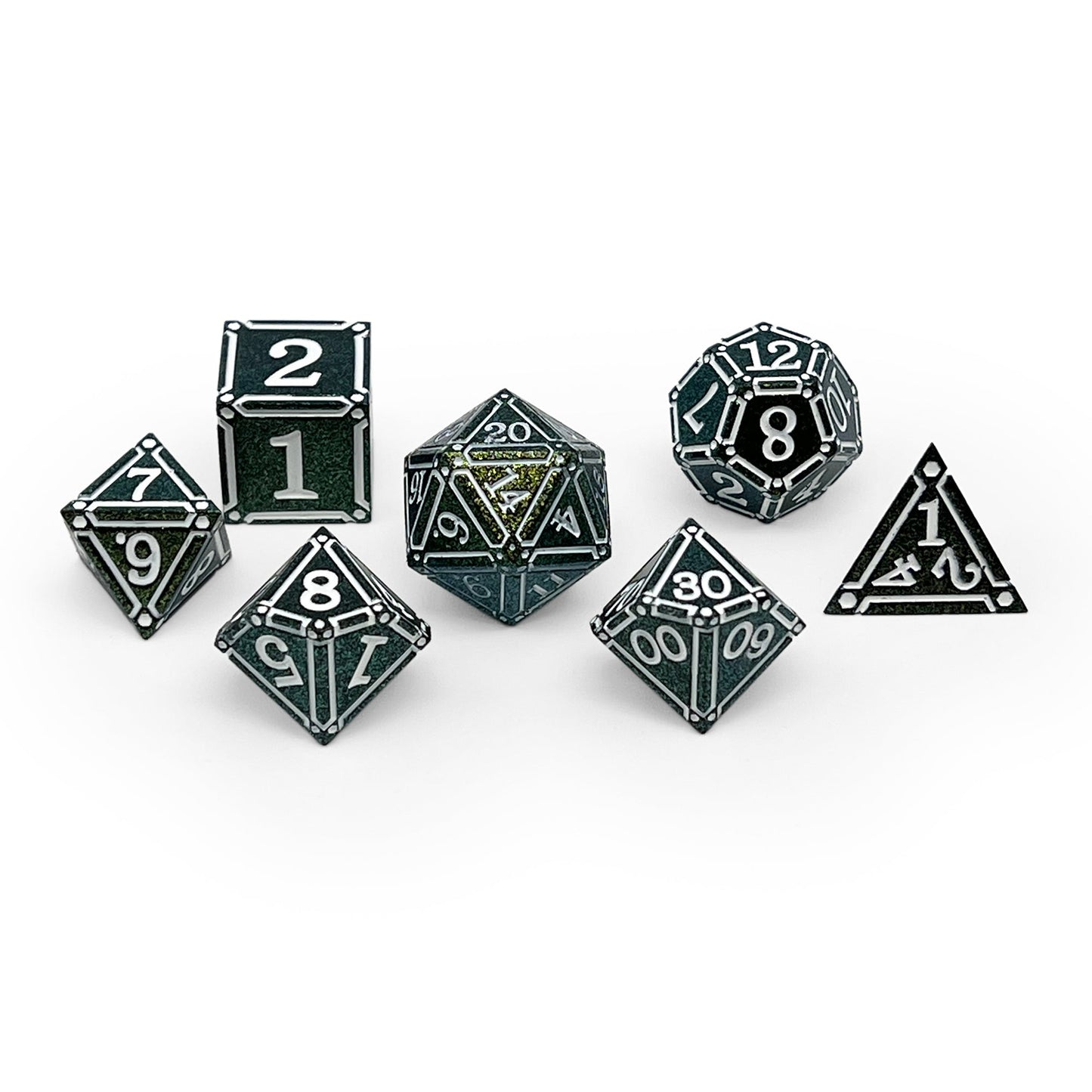 Ironworks - Necromancer Spellbook 7 Piece RPG set Alloy Metal Dice
