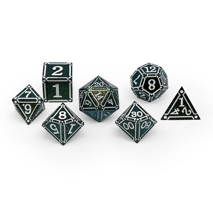 Ironworks - Necromancer Spellbook 7 Piece RPG set Alloy Metal Dice