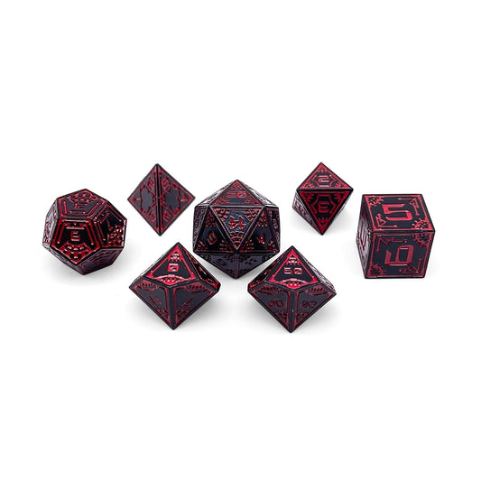 Red Giant - Space Dice 7 Piece RPG Set Alloy Metal Dice