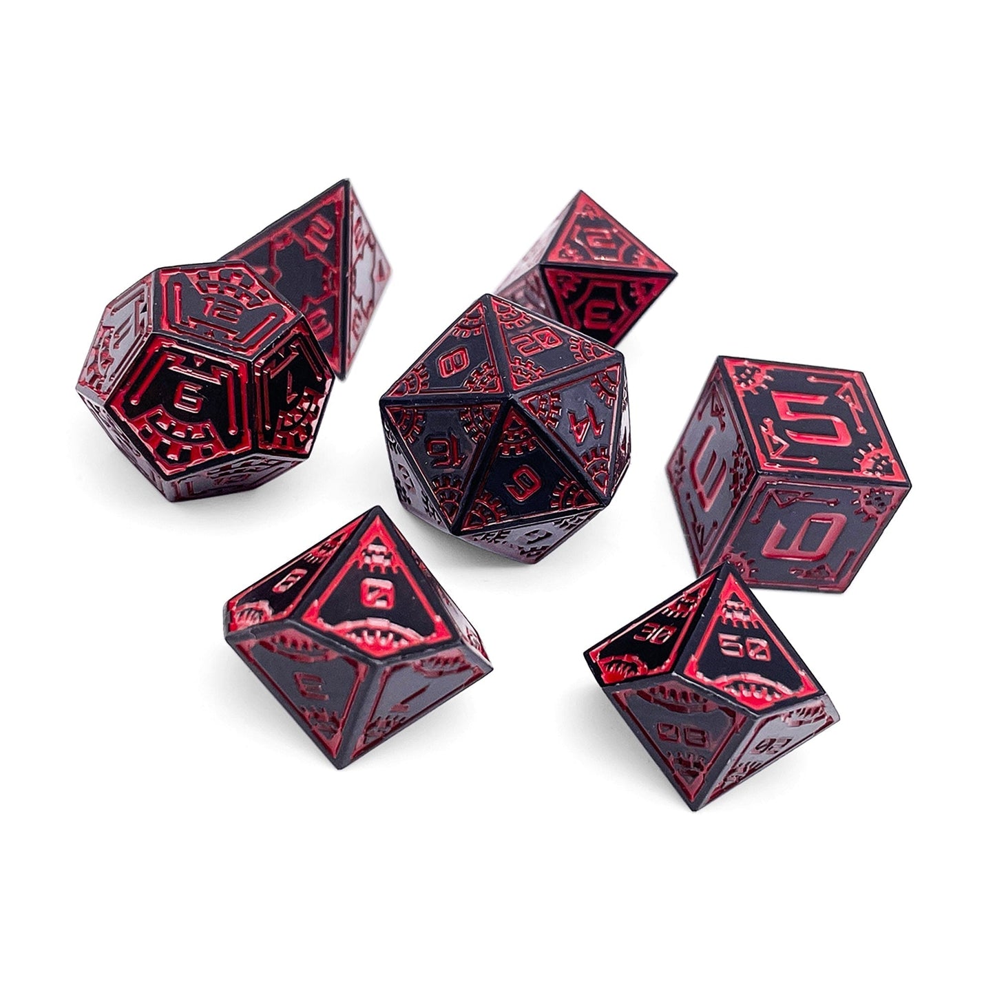 Red Giant - Space Dice 7 Piece RPG Set Alloy Metal Dice