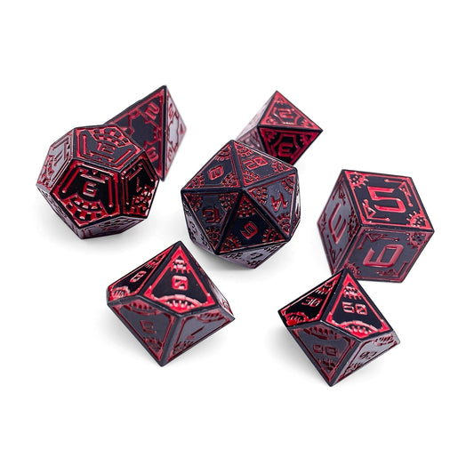 Red Giant - Space Dice 7 Piece RPG Set Alloy Metal Dice