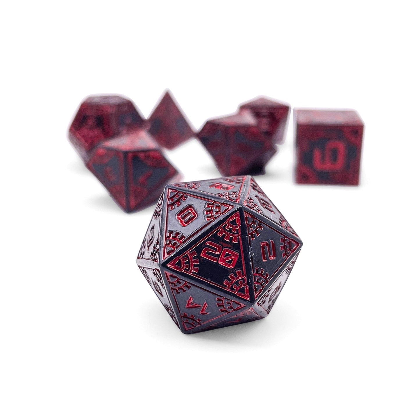 Red Giant - Space Dice 7 Piece RPG Set Alloy Metal Dice